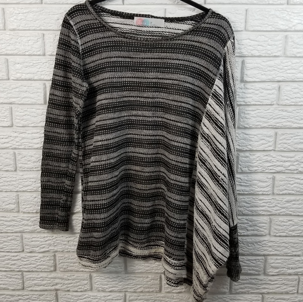 Free People Black and White Striped Sweater
